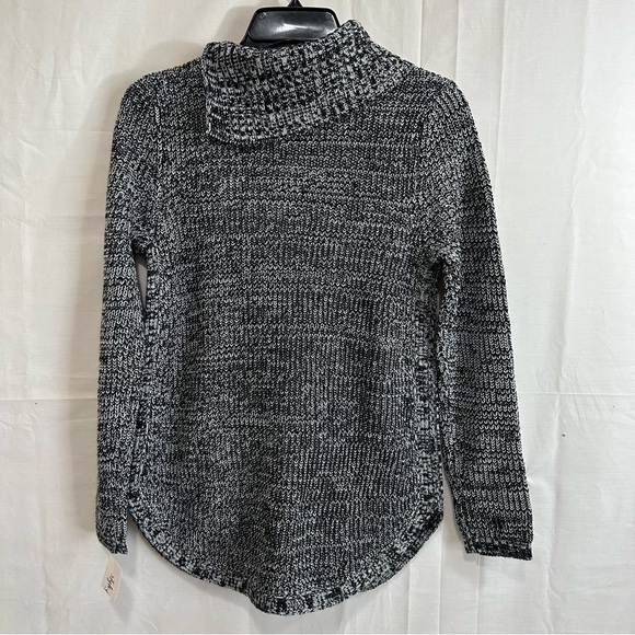 Style & Co Womens Cowl Neck with Buttons Curved Hem Sweater Black Grey Petite S - Picture 4 of 11